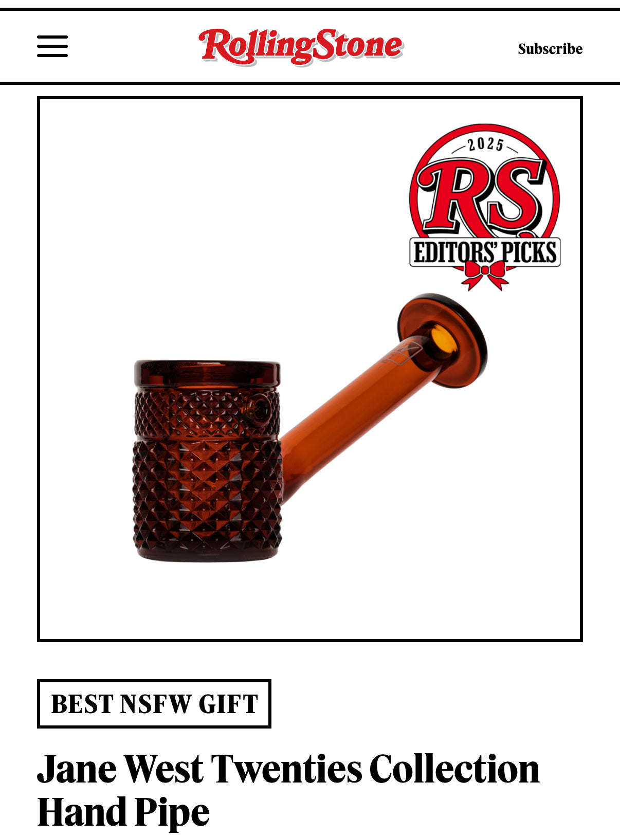 Twenties Collection Hand Pipe | Amber