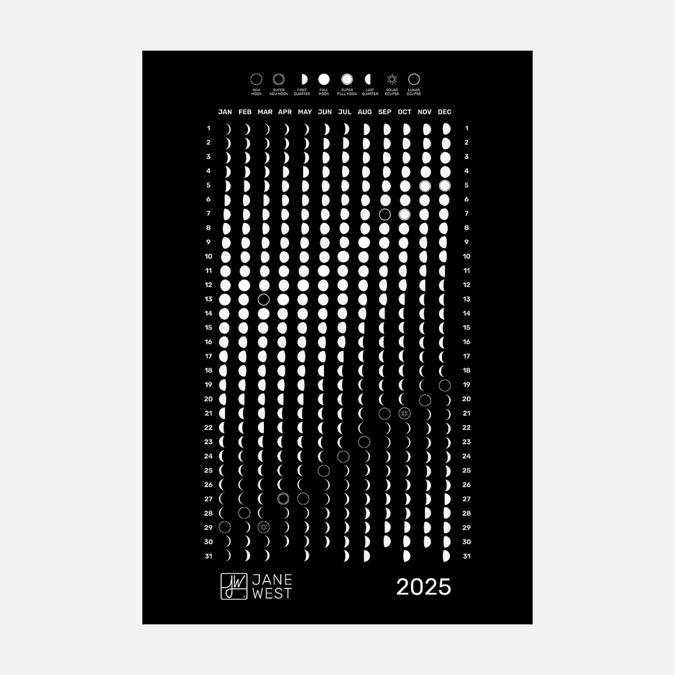 2025 Moon Calendar Hemp Rolling Tray